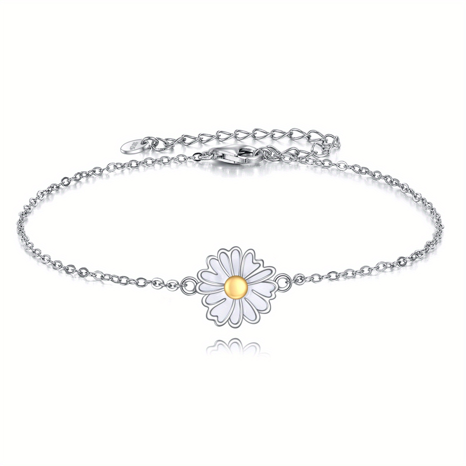 Daisy Bracelet 925 Sterling Silver Flower Jewelry